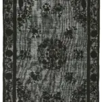 Oyma Siyah Pamuk Üzerine Yün El Dokuma Kilim-217x320