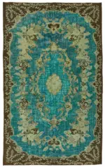 Oyma Yeşil Pamuk Üzerine Yün El Dokuma Kilim-178x293