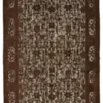 Oyma Kahverengi Pamuk Üzerine Yün El Dokuma Kilim-205x305