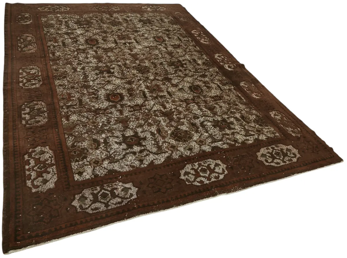 Oyma Kahverengi Pamuk Üzerine Yün El Dokuma Kilim-205x305 - Görsel 2