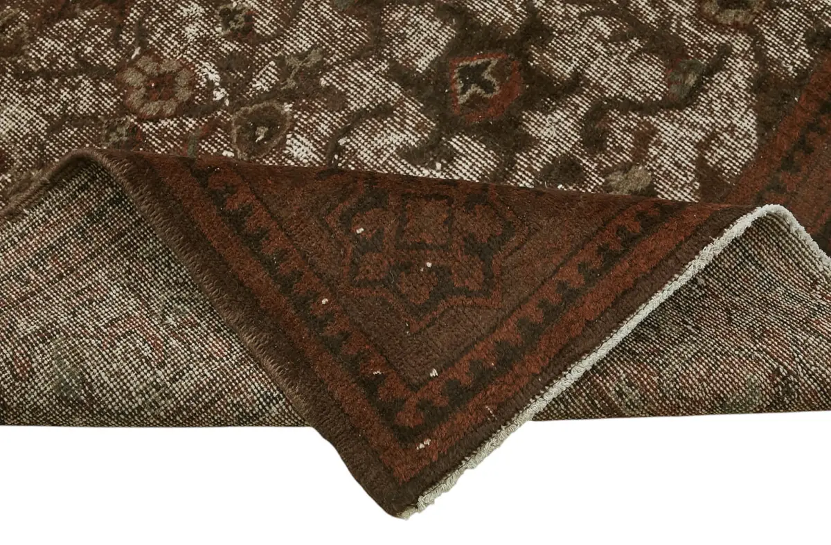 Oyma Kahverengi Pamuk Üzerine Yün El Dokuma Kilim-205x305 - Görsel 6