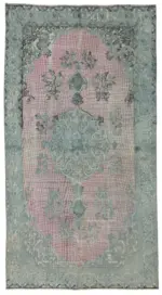 Oyma Mavi Pamuk Üzerine Yün El Dokuma Kilim-160x297