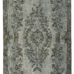 Oyma Gri Pamuk Üzerine Yün El Dokuma Kilim-166x284