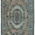 Oyma Mavi Pamuk Üzerine Yün El Dokuma Kilim-180x283