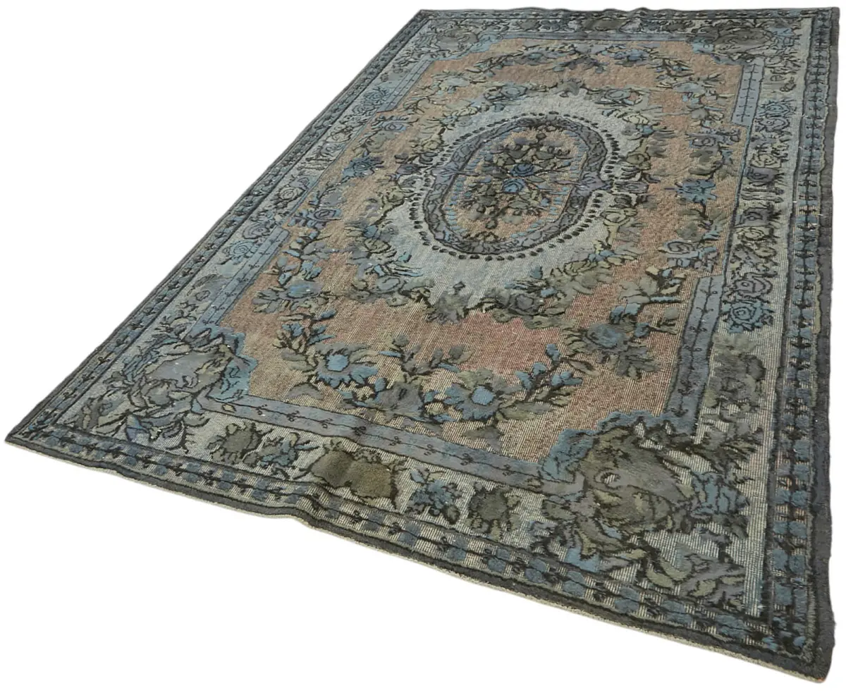 Oyma Mavi Pamuk Üzerine Yün El Dokuma Kilim-180x283 - Görsel 3