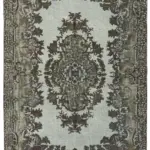 Oyma Gri Pamuk Üzerine Yün El Dokuma Kilim-203x313