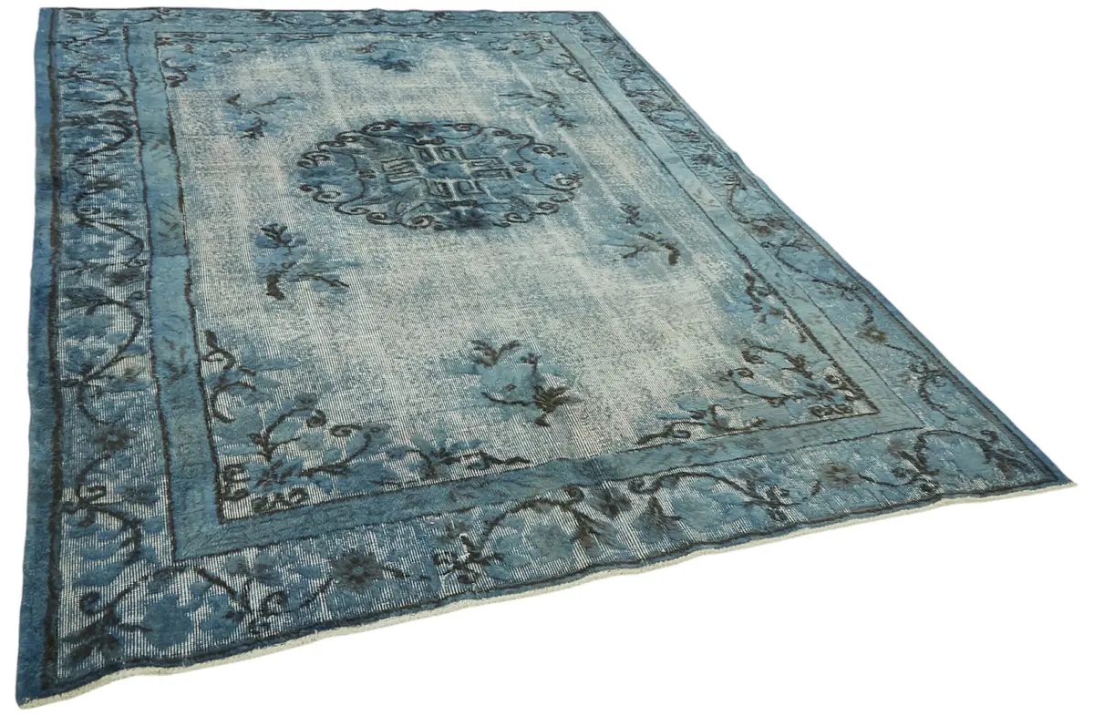 Oyma Mavi Pamuk Üzerine Yün El Dokuma Kilim-213x305 - Görsel 2