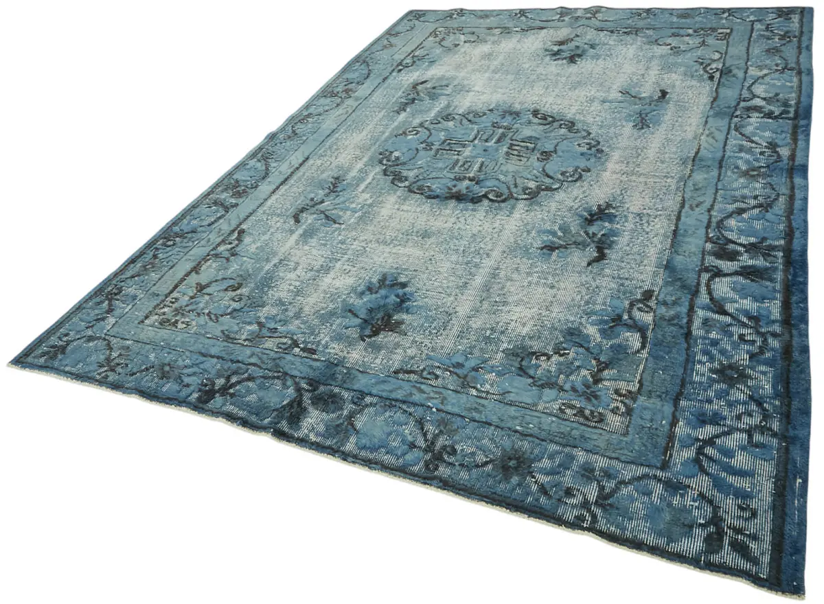 Oyma Mavi Pamuk Üzerine Yün El Dokuma Kilim-213x305 - Görsel 3