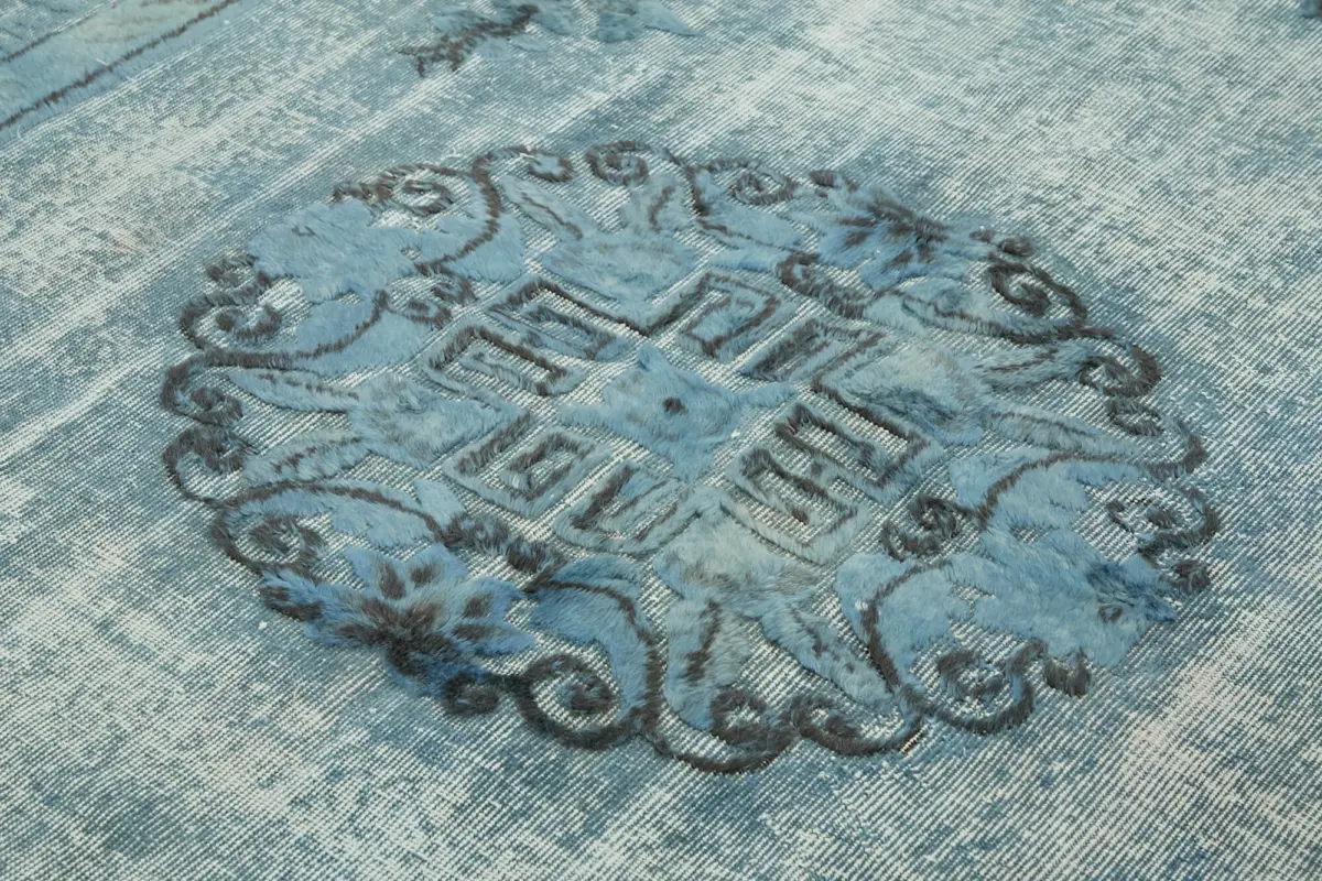 Oyma Mavi Pamuk Üzerine Yün El Dokuma Kilim-213x305 - Görsel 5