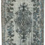 Oyma Mavi Pamuk Üzerine Yün El Dokuma Kilim-188x326