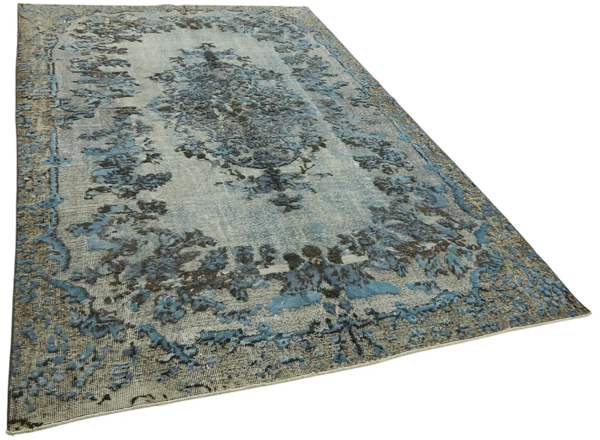 Oyma Mavi Pamuk Üzerine Yün El Dokuma Kilim-188x326 - Görsel 2