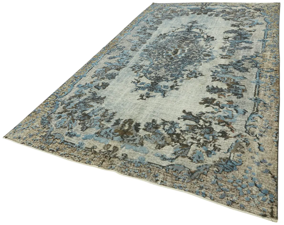 Oyma Mavi Pamuk Üzerine Yün El Dokuma Kilim-188x326 - Görsel 3