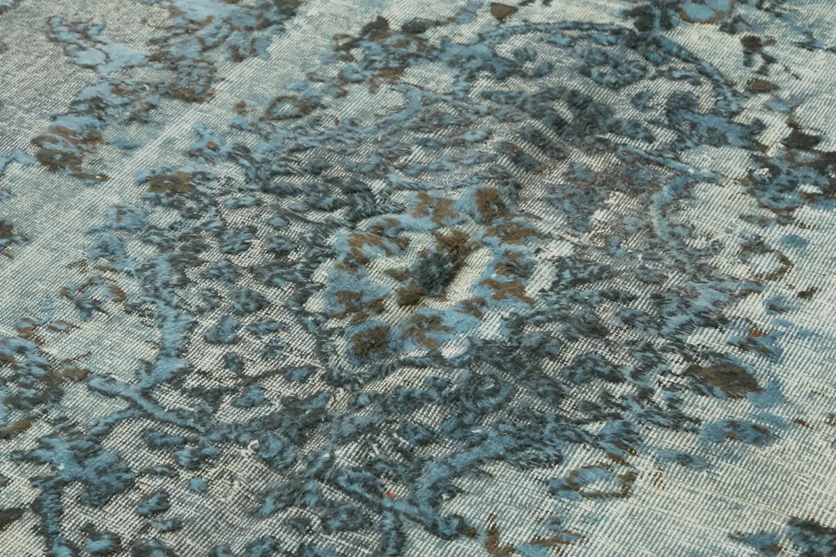 Oyma Mavi Pamuk Üzerine Yün El Dokuma Kilim-188x326 - Görsel 5