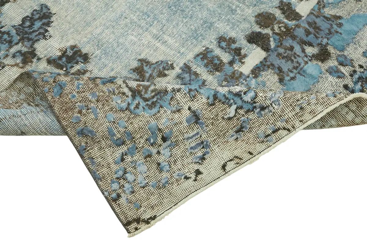 Oyma Mavi Pamuk Üzerine Yün El Dokuma Kilim-188x326 - Görsel 6