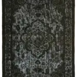 Oyma Siyah Pamuk Üzerine Yün El Dokuma Kilim-196x314