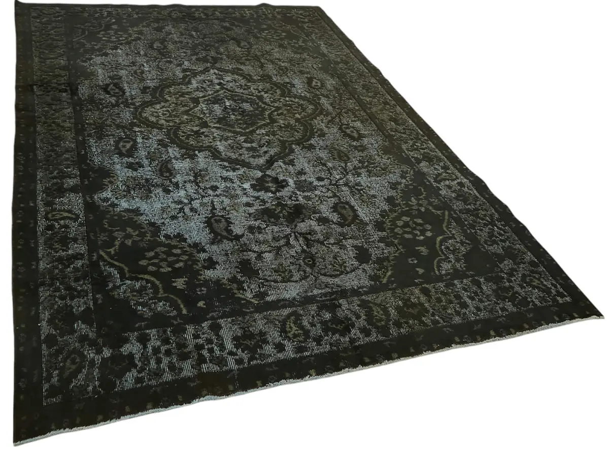 Oyma Siyah Pamuk Üzerine Yün El Dokuma Kilim-196x314 - Görsel 2