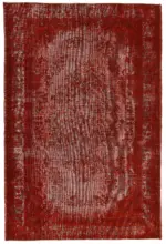 Oyma Kırmızı Pamuk Üzerine Yün El Dokuma Kilim-195x291