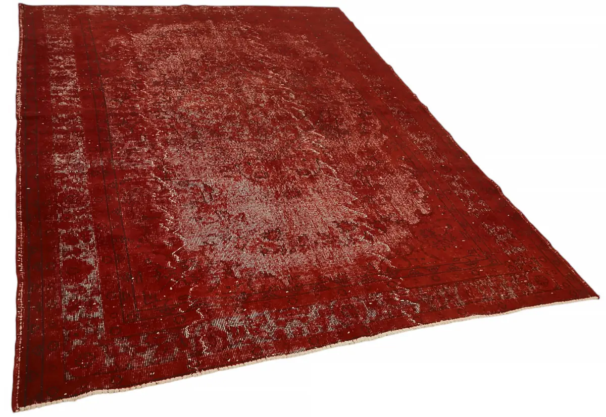 Oyma Kırmızı Pamuk Üzerine Yün El Dokuma Kilim-195x291 - Görsel 2