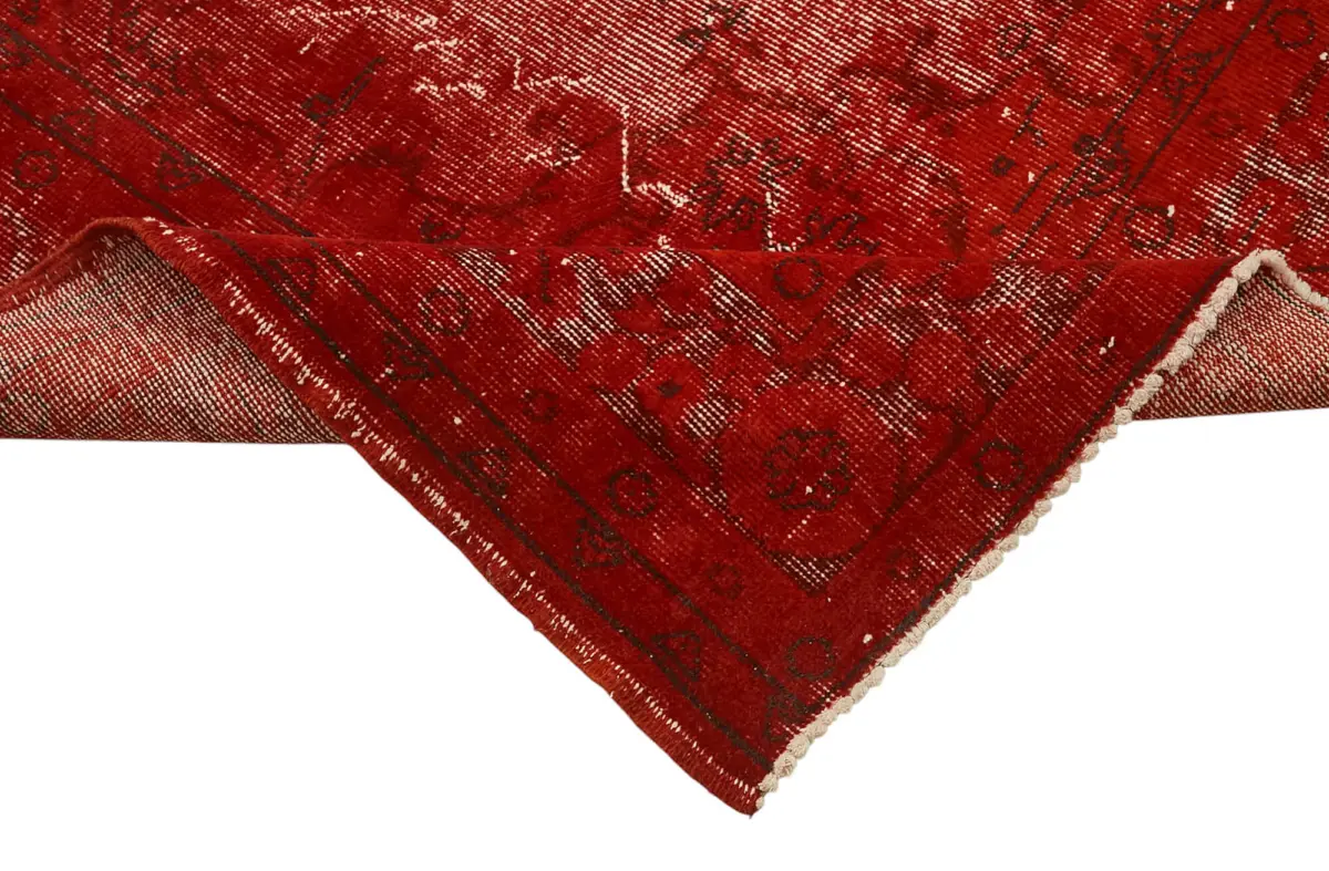 Oyma Kırmızı Pamuk Üzerine Yün El Dokuma Kilim-195x291 - Görsel 6