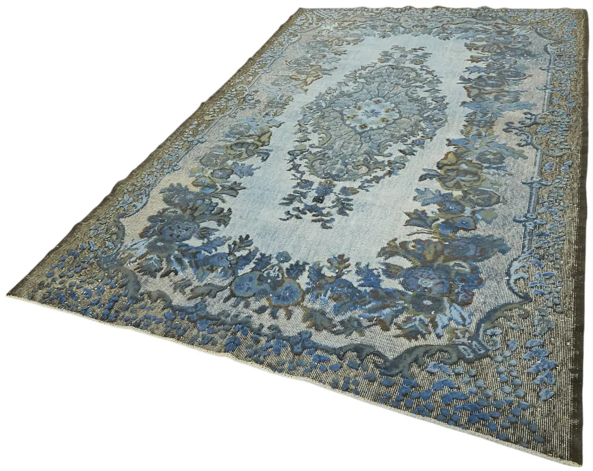 Oyma Mavi Pamuk Üzerine Yün El Dokuma Kilim-189x306 - Görsel 3