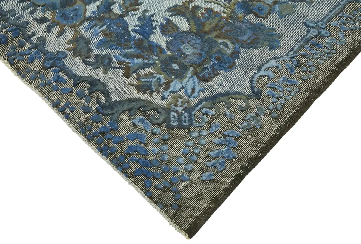 Oyma Mavi Pamuk Üzerine Yün El Dokuma Kilim-189x306 - Görsel 4