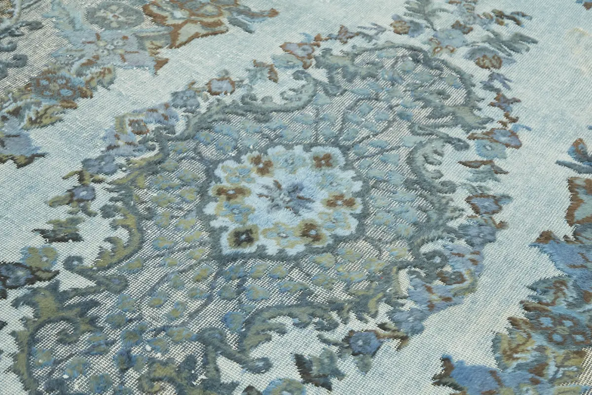 Oyma Mavi Pamuk Üzerine Yün El Dokuma Kilim-189x306 - Görsel 5