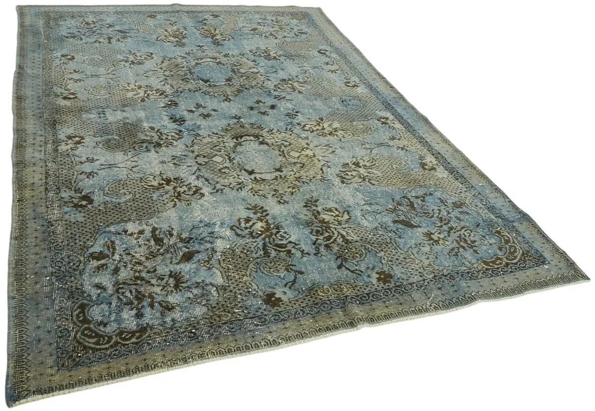 Oyma Mavi Pamuk Üzerine Yün El Dokuma Kilim-195x288 - Görsel 2