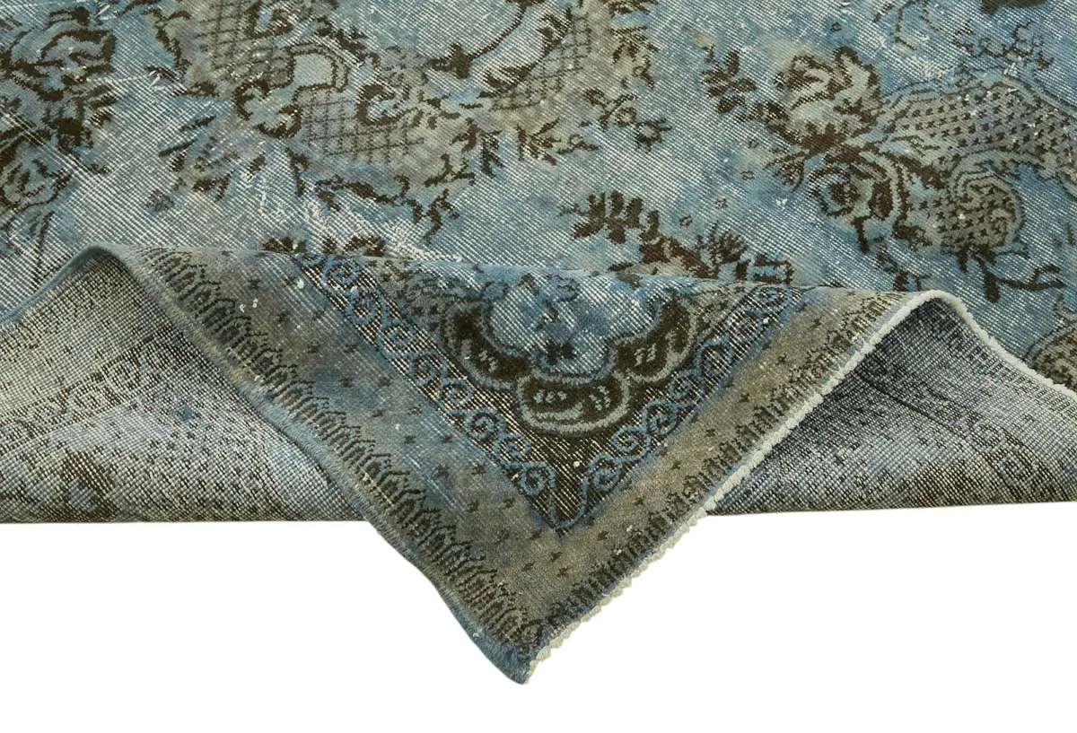 Oyma Mavi Pamuk Üzerine Yün El Dokuma Kilim-195x288 - Görsel 6