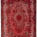 Oyma Kırmızı Pamuk Üzerine Yün El Dokuma Kilim-180x278