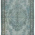 Oyma Mavi Pamuk Üzerine Yün El Dokuma Kilim-184x305