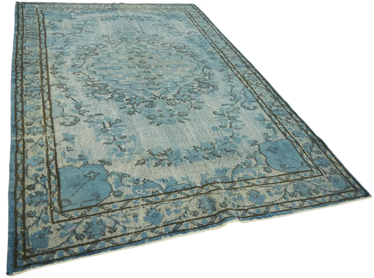 Oyma Mavi Pamuk Üzerine Yün El Dokuma Kilim-184x305 - Görsel 2