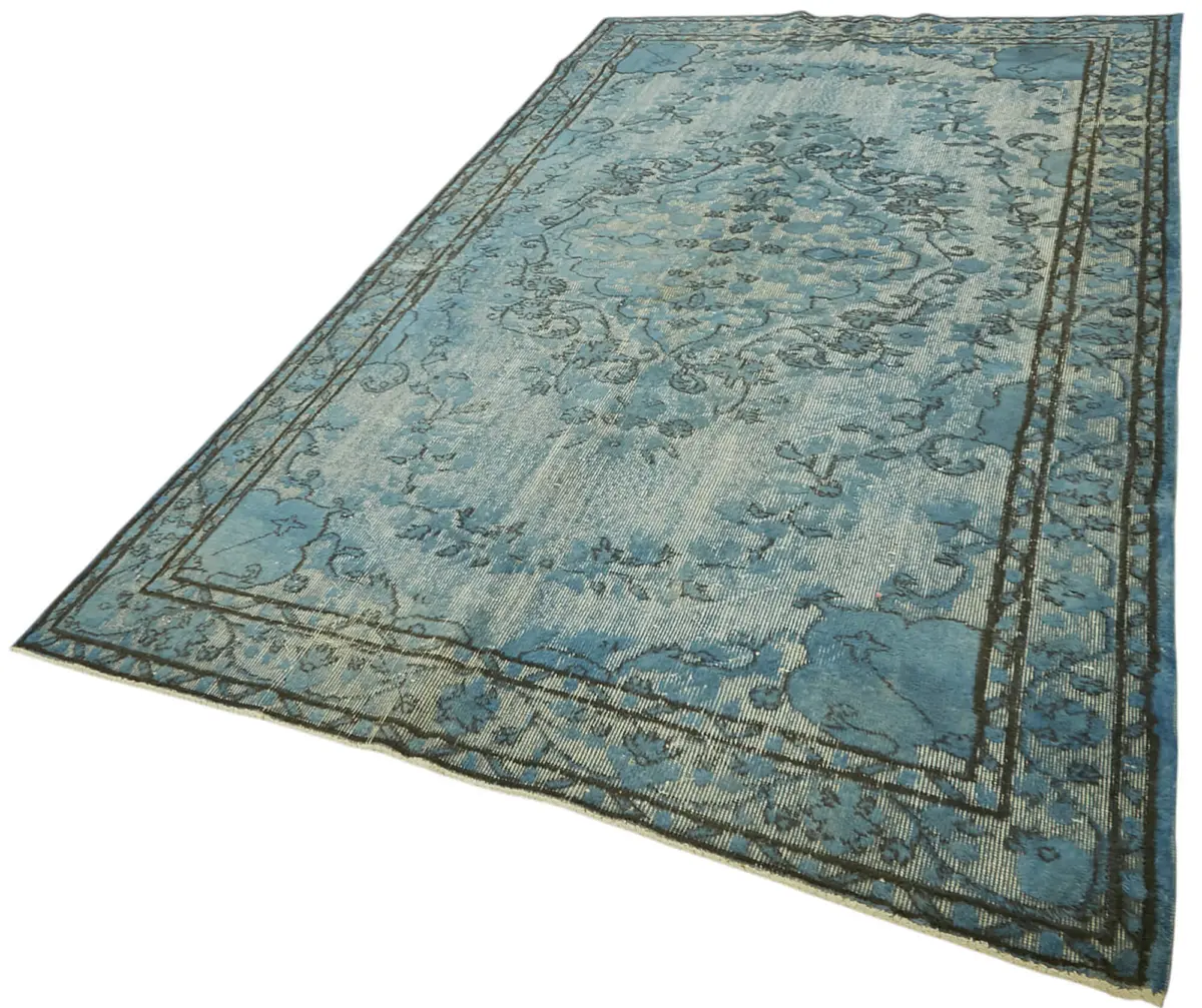 Oyma Mavi Pamuk Üzerine Yün El Dokuma Kilim-184x305 - Görsel 3