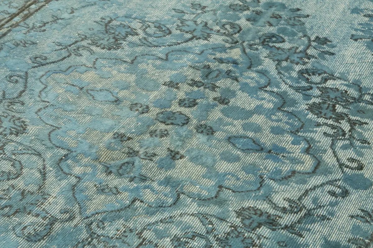 Oyma Mavi Pamuk Üzerine Yün El Dokuma Kilim-184x305 - Görsel 5