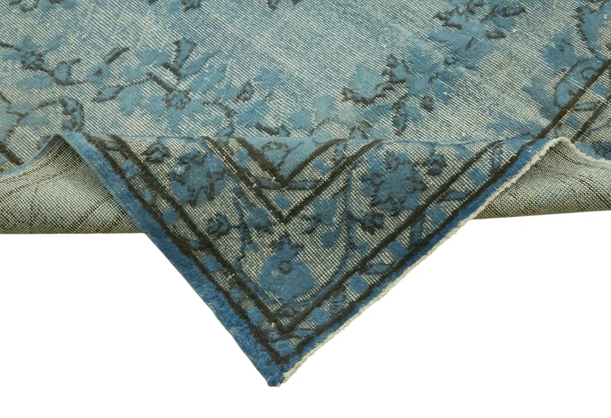 Oyma Mavi Pamuk Üzerine Yün El Dokuma Kilim-184x305 - Görsel 6