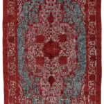 Oyma Kırmızı Pamuk Üzerine Yün El Dokuma Kilim-153x248