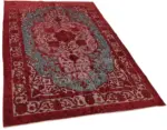 Oyma Kırmızı Pamuk Üzerine Yün El Dokuma Kilim-153x248 - Görsel 2