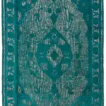 Oyma Turkuaz Pamuk Üzerine Yün El Dokuma Kilim-223x358