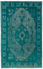 Oyma Turkuaz Pamuk Üzerine Yün El Dokuma Kilim-223x358