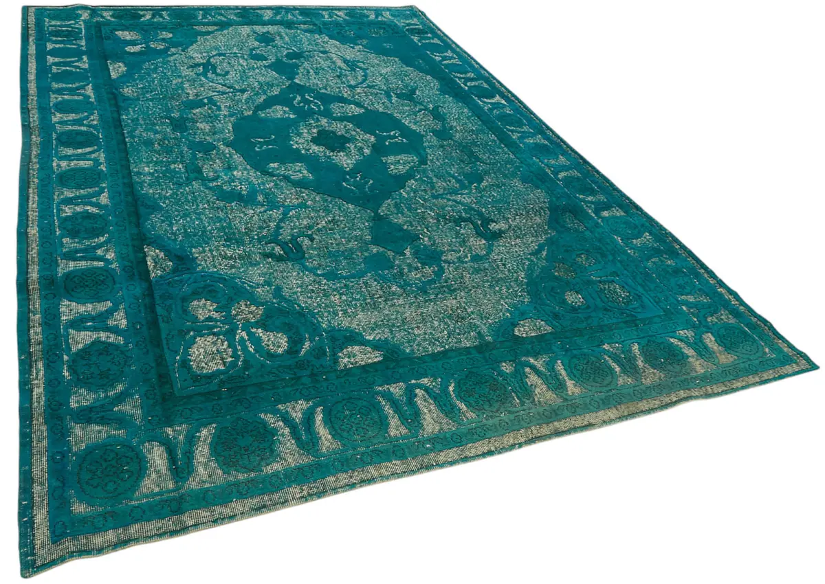 Oyma Turkuaz Pamuk Üzerine Yün El Dokuma Kilim-223x358 - Görsel 2