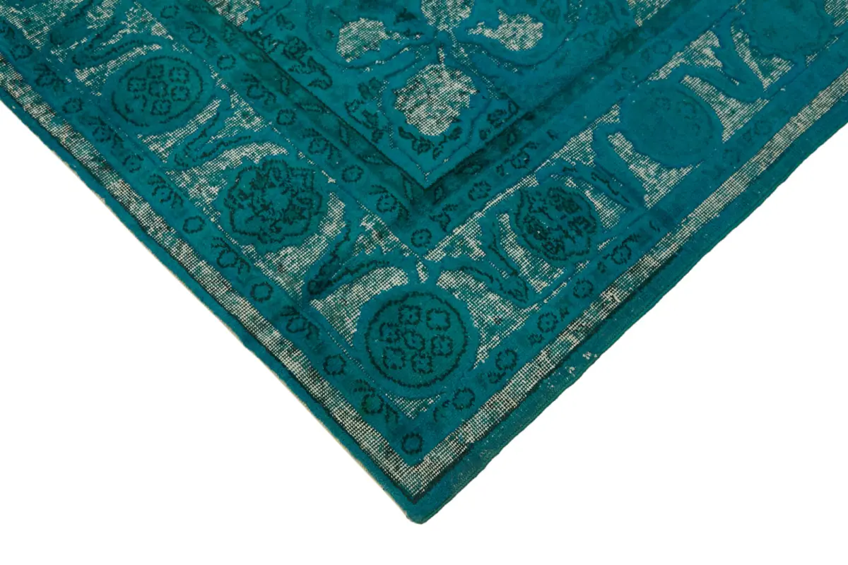 Oyma Turkuaz Pamuk Üzerine Yün El Dokuma Kilim-223x358 - Görsel 4