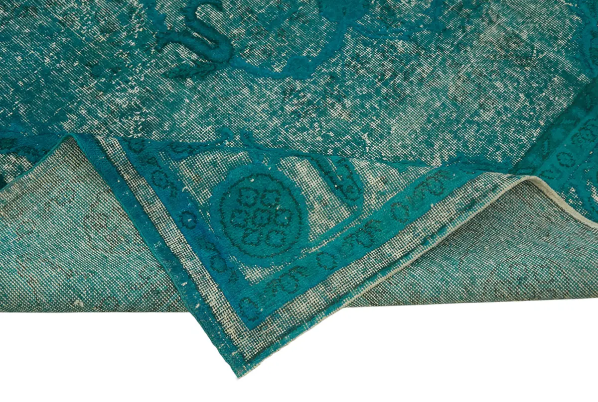 Oyma Turkuaz Pamuk Üzerine Yün El Dokuma Kilim-223x358 - Görsel 6