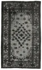 Oyma Siyah Pamuk Üzerine Yün El Dokuma Kilim-182x318