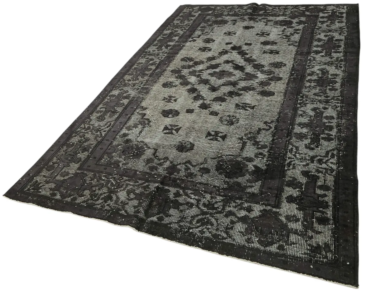 Oyma Siyah Pamuk Üzerine Yün El Dokuma Kilim-182x318 - Görsel 3