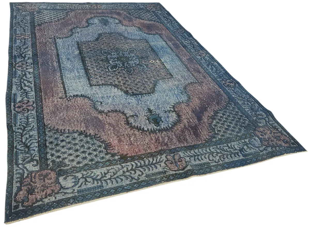 Oyma Mavi Pamuk Üzerine Yün El Dokuma Kilim-191x300 - Görsel 2