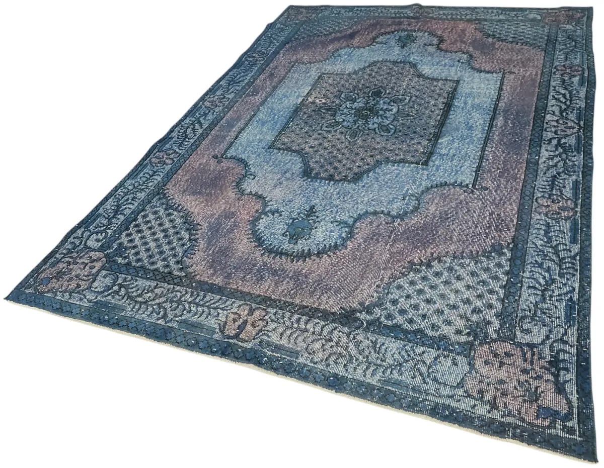 Oyma Mavi Pamuk Üzerine Yün El Dokuma Kilim-191x300 - Görsel 3