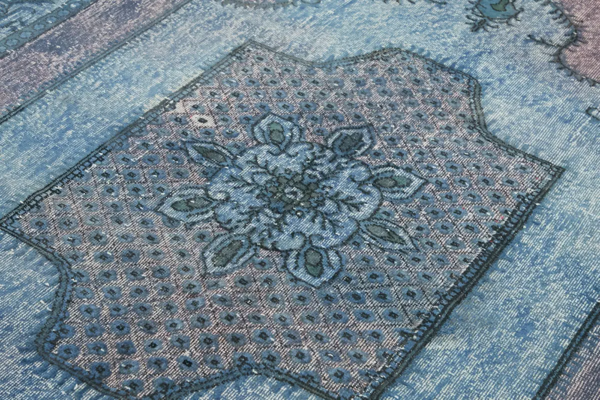 Oyma Mavi Pamuk Üzerine Yün El Dokuma Kilim-191x300 - Görsel 5