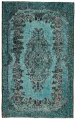 Oyma Yeşil Pamuk Üzerine Yün El Dokuma Kilim-175x276