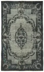 Oyma Gri Pamuk Üzerine Yün El Dokuma Kilim-160x265