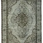 Oyma Mavi Pamuk Üzerine Yün El Dokuma Kilim-181x270