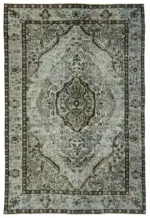 Oyma Mavi Pamuk Üzerine Yün El Dokuma Kilim-181x270